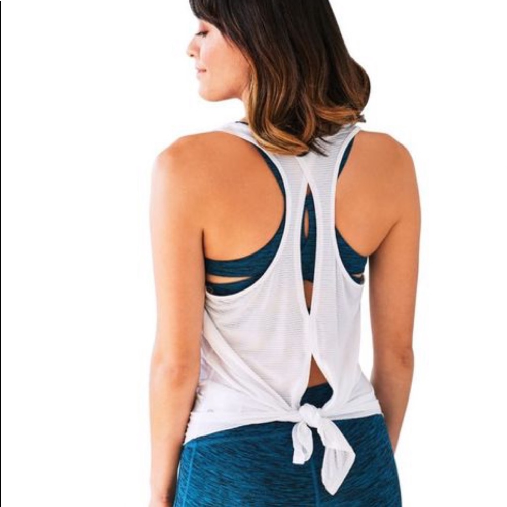 TWO Manduka Breeze Open Split Back Tie Tank Tops